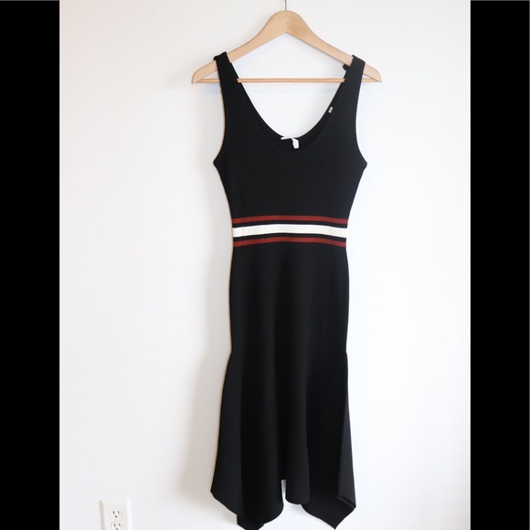 ALC Beautiful Black Knit Asymmetric Midi Dress - Picture 7 of 8